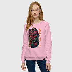 Свитшот хлопковый женский Ложь в маске, цвет: светло-розовый — фото 2