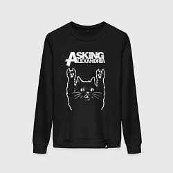 Свитшот хлопковый женский Asking Alexandria Рок кот, цвет: черный