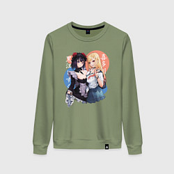 Свитшот хлопковый женский Kuroe and Kitagawa, цвет: авокадо