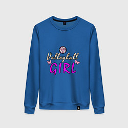 Свитшот хлопковый женский Volleyball - Girl, цвет: синий