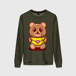 Свитшот хлопковый женский Bear & Heart, цвет: хаки