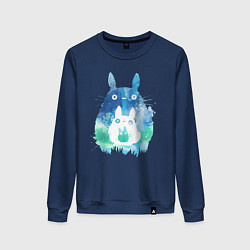 Свитшот хлопковый женский Семья кроликов Акварель, цвет: тёмно-синий