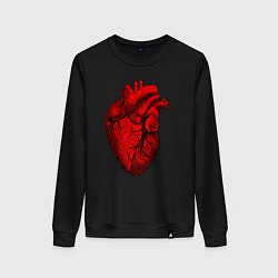 Свитшот хлопковый женский Сердце анатомическое, цвет: черный