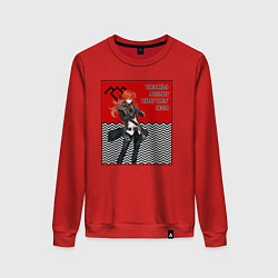 Свитшот хлопковый женский Совы Genshin Impact x Twin Peaks кроссовер, цвет: красный