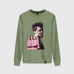 Свитшот хлопковый женский Club Fight, цвет: авокадо