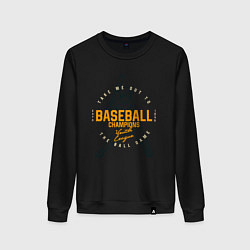 Свитшот хлопковый женский Американский бейсбол, цвет: черный