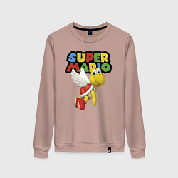 Свитшот хлопковый женский Super Mario Koopa Troopa, цвет: пыльно-розовый