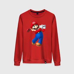 Свитшот хлопковый женский Марио - крутейший гольфист Super Mario, цвет: красный