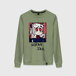 Свитшот хлопковый женский HELLTAKER HORNY JAIL, цвет: авокадо
