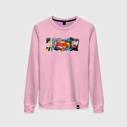 Свитшот хлопковый женский Знак Супермена, цвет: светло-розовый