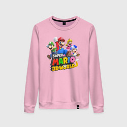 Свитшот хлопковый женский Герои Super Mario 3D World Nintendo, цвет: светло-розовый