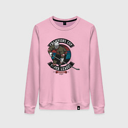 Свитшот хлопковый женский Хоккей супер лига, цвет: светло-розовый