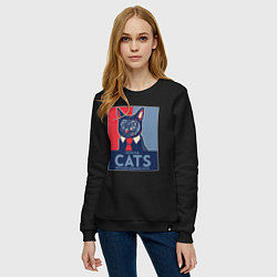 Свитшот хлопковый женский Vote for cats, цвет: черный — фото 2