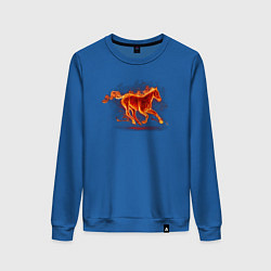 Свитшот хлопковый женский Fire horse огненная лошадь, цвет: синий