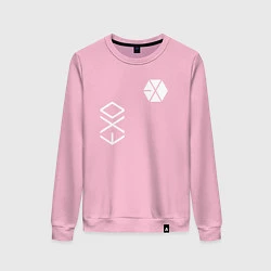 Свитшот хлопковый женский Логотип группы exo, цвет: светло-розовый