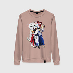 Свитшот хлопковый женский Gin Tama Sadaharu, цвет: пыльно-розовый