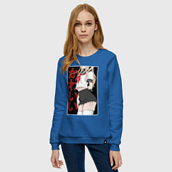 Свитшот хлопковый женский Аниме девушка в юбке, цвет: синий — фото 2