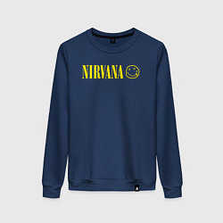 Свитшот хлопковый женский Nirvana logo, цвет: тёмно-синий