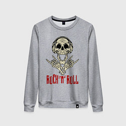 Свитшот хлопковый женский Rock n Roll Skull, цвет: меланж