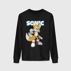 Свитшот хлопковый женский Майлз Тейлз Прауэр Sonic Видеоигра, цвет: черный