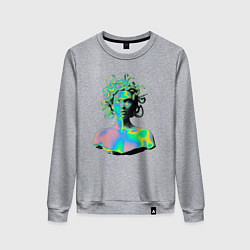 Свитшот хлопковый женский Gorgon Medusa Vaporwave Neon, цвет: меланж