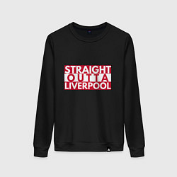 Свитшот хлопковый женский Straight Outta Liverpool, цвет: черный