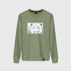 Свитшот хлопковый женский Spy Family Heh Семья Шпиона, цвет: авокадо