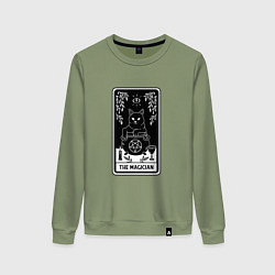 Свитшот хлопковый женский The Magician Tarot card Волшебник карта Таро, цвет: авокадо