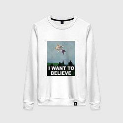 Свитшот хлопковый женский Neco Arc want to believe, цвет: белый