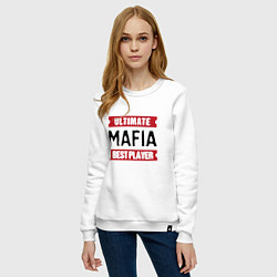 Свитшот хлопковый женский Mafia: таблички Ultimate и Best Player, цвет: белый — фото 2