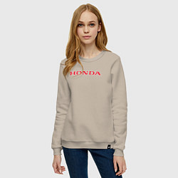 Свитшот хлопковый женский HONDA ХОНДА LOGO спина, цвет: миндальный — фото 2