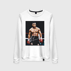 Свитшот хлопковый женский Майк Тайсон Фото с авторгафом Mike Tyson, цвет: белый