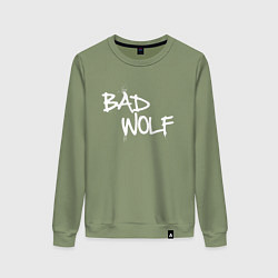 Свитшот хлопковый женский Bad Wolf злой волк, цвет: авокадо