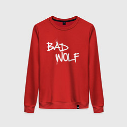 Свитшот хлопковый женский Bad Wolf злой волк, цвет: красный