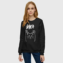 Свитшот хлопковый женский Slayer Рок кот, цвет: черный — фото 2