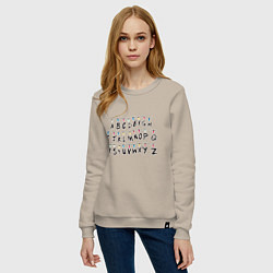 Свитшот хлопковый женский STRANGER THINGS ALPHABET, цвет: миндальный — фото 2