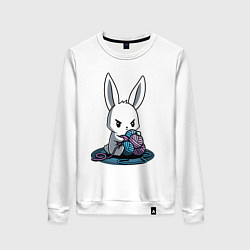 Свитшот хлопковый женский Зайчонок обнял клубки The bunny hugged the balls, цвет: белый