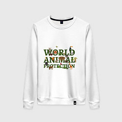 Свитшот хлопковый женский WORLD ANIMAL PROTECTION, цвет: белый