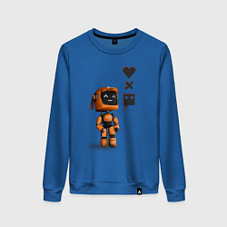 Свитшот хлопковый женский Оранжевый робот с логотипом LDR, цвет: синий