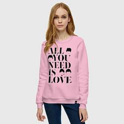 Свитшот хлопковый женский ALL YOU NEED IS LOVE THE BEATLES, цвет: светло-розовый — фото 2