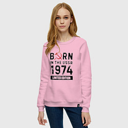 Свитшот хлопковый женский Born In The USSR 1974 Limited Edition, цвет: светло-розовый — фото 2