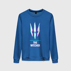 Свитшот хлопковый женский The Witcher в стиле Glitch Баги Графики, цвет: синий