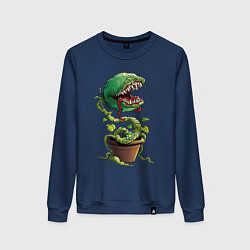 Свитшот хлопковый женский Plant - Piranha, цвет: тёмно-синий