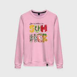 Свитшот хлопковый женский Summer буквы из фруктов, цвет: светло-розовый