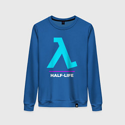 Свитшот хлопковый женский Символ Half-Life в неоновых цветах, цвет: синий