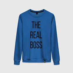 Свитшот хлопковый женский The real boss!, цвет: синий
