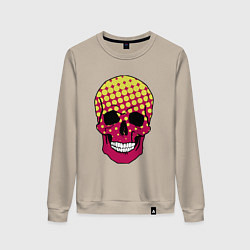 Свитшот хлопковый женский Pop-art skull, цвет: миндальный