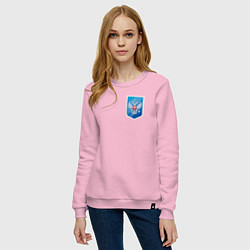 Свитшот хлопковый женский Синий герб России, цвет: светло-розовый — фото 2