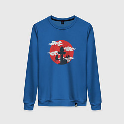 Свитшот хлопковый женский НИНДЗЯ С КОТИКОМ, цвет: синий