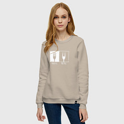 Свитшот хлопковый женский Пластик - Метал, цвет: миндальный — фото 2